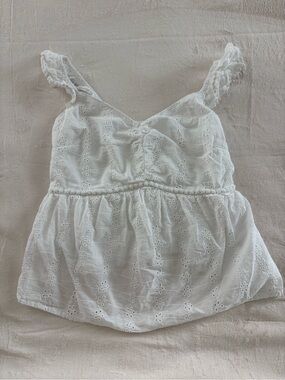 Japna white eyelet top with floral embroidery